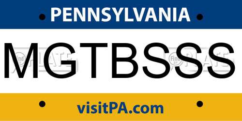 MGTBSSS Pennsylvania License Plate
