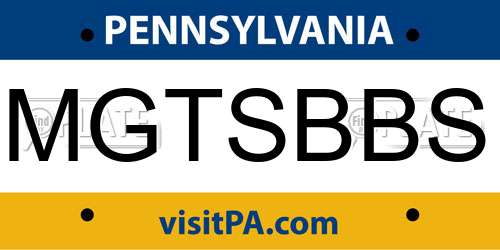 MGTSBBS Pennsylvania License Plate