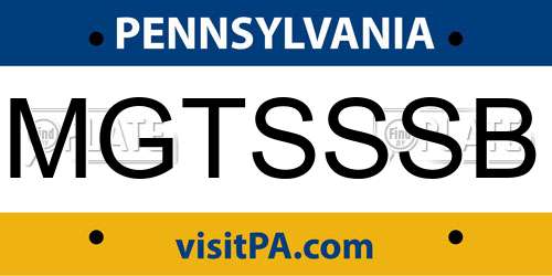 MGTSSSB Pennsylvania License Plate