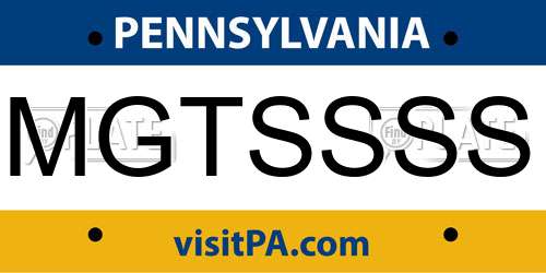 MGTSSSS Pennsylvania License Plate