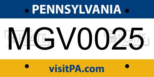 MGV0025 Pennsylvania License Plate