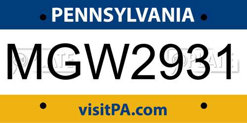 MGW2931 Pennsylvania License Plate
