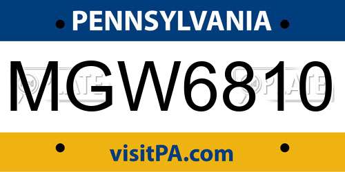 MGW6810 Pennsylvania License Plate