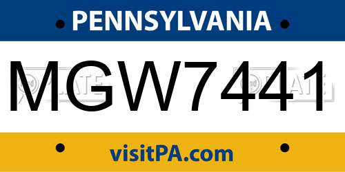 MGW7441 Pennsylvania License Plate
