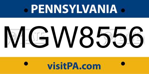 MGW8556 Pennsylvania License Plate