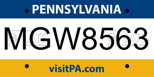 MGW8563 Pennsylvania License Plate