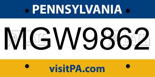 MGW9862 Pennsylvania License Plate