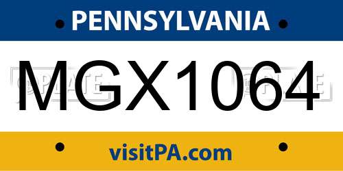 MGX1064 Pennsylvania License Plate