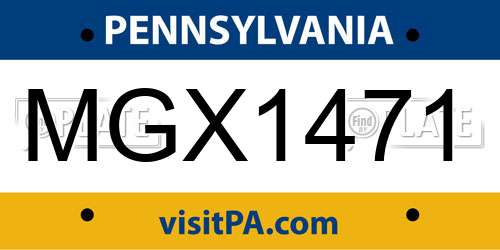 MGX1471 Pennsylvania License Plate
