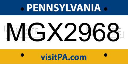 MGX2968 Pennsylvania License Plate