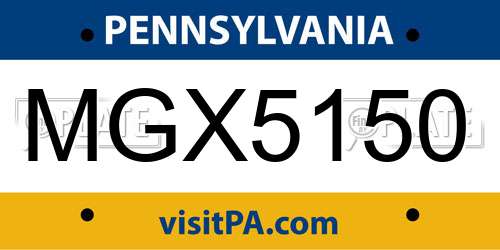 MGX5150 Pennsylvania License Plate