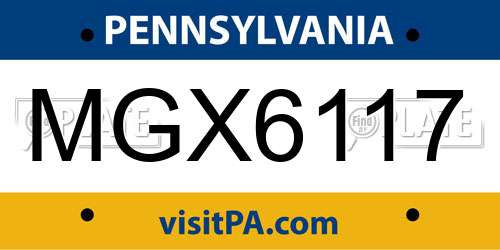 MGX6117 Pennsylvania License Plate