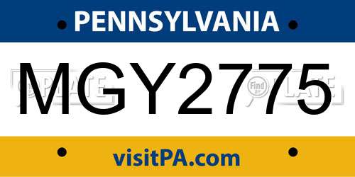 MGY2775 Pennsylvania License Plate