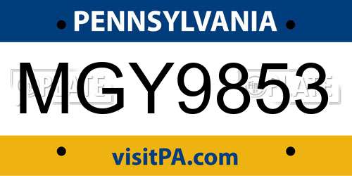 MGY9853 Pennsylvania License Plate