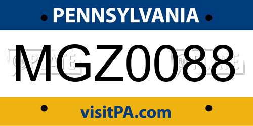 MGZ0088 Pennsylvania License Plate