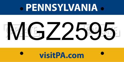 MGZ2595 Pennsylvania License Plate