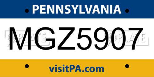 MGZ5907 Pennsylvania License Plate