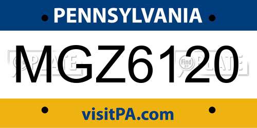 MGZ6120 Pennsylvania License Plate