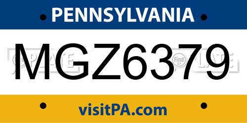 MGZ6379 Pennsylvania License Plate