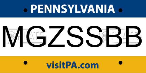 MGZSSBB Pennsylvania License Plate
