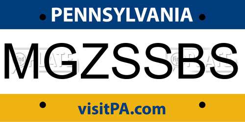 MGZSSBS Pennsylvania License Plate