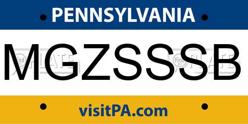 MGZSSSB Pennsylvania License Plate