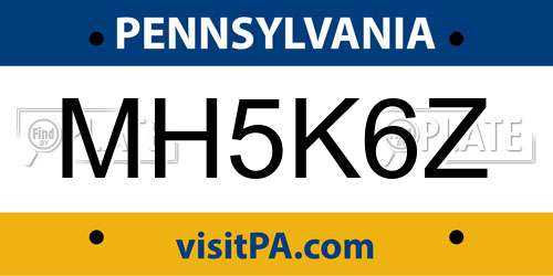 MH5K6Z Pennsylvania License Plate