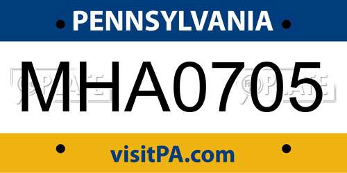 MHA0705 Pennsylvania License Plate