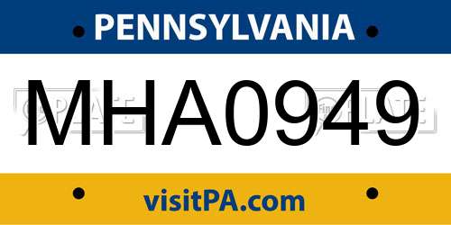 MHA0949 Pennsylvania License Plate