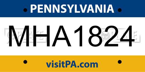MHA1824 Pennsylvania License Plate