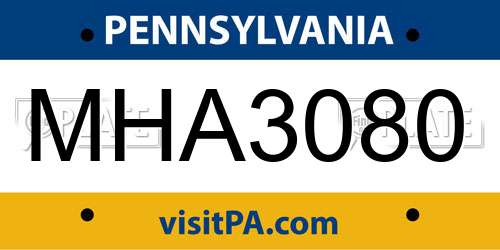 MHA3080 Pennsylvania License Plate