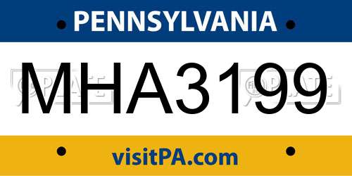 MHA3199 Pennsylvania License Plate
