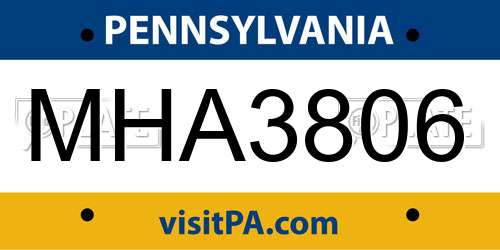 MHA3806 Pennsylvania License Plate
