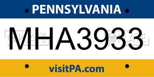 MHA3933 Pennsylvania License Plate
