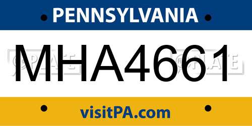 MHA4661 Pennsylvania License Plate