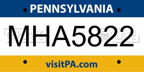 MHA5822 Pennsylvania License Plate