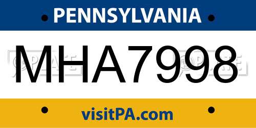 MHA7998 Pennsylvania License Plate
