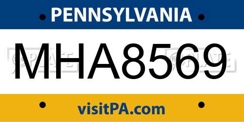 MHA8569 Pennsylvania License Plate