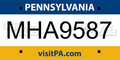 MHA9587 Pennsylvania License Plate