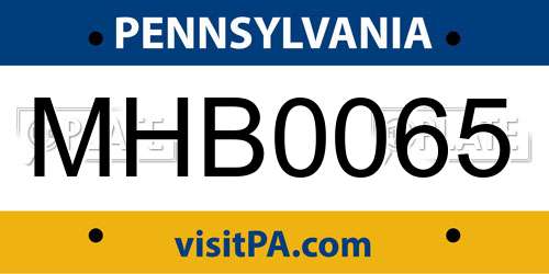 MHB0065 Pennsylvania License Plate