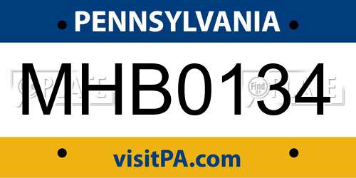 MHB0134 Pennsylvania License Plate
