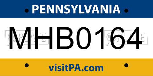 MHB0164 Pennsylvania License Plate