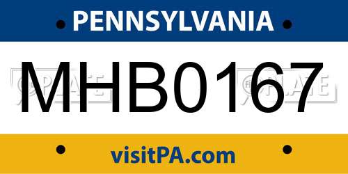 MHB0167 Pennsylvania License Plate