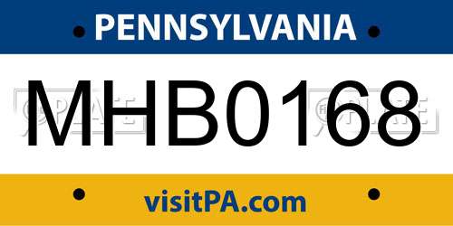 MHB0168 Pennsylvania License Plate