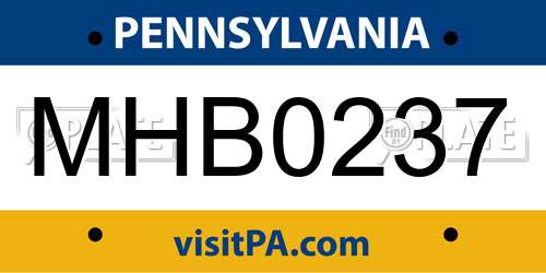 MHB0237 Pennsylvania License Plate