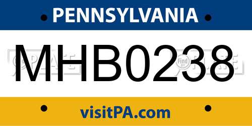 MHB0238 Pennsylvania License Plate