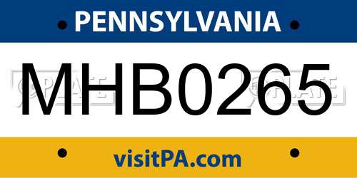 MHB0265 Pennsylvania License Plate