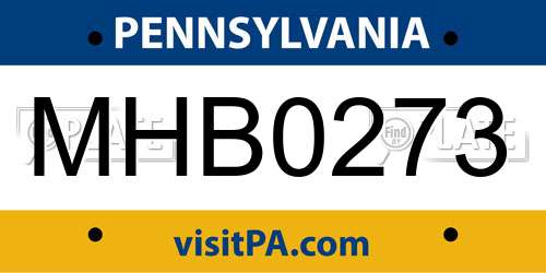 MHB0273 Pennsylvania License Plate