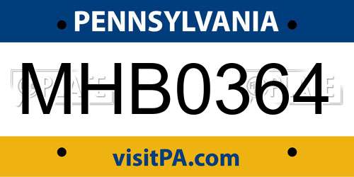 MHB0364 Pennsylvania License Plate