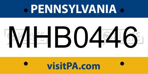 MHB0446 Pennsylvania License Plate